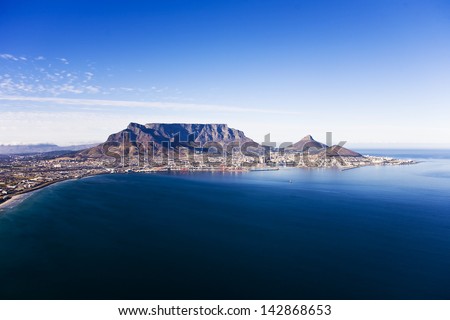 Aerial View Of Table Mountain, Cape Town, South Africa