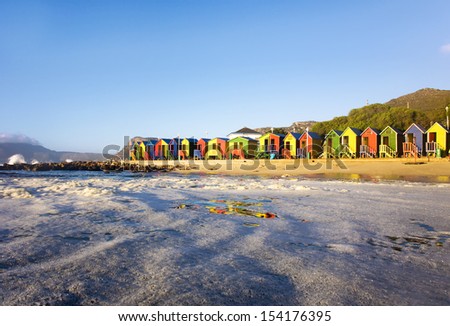 St James Beach with colourful huts, Cape Town, South Africa