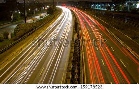 Light trail on a busy motorway Light trail on a busy motorway