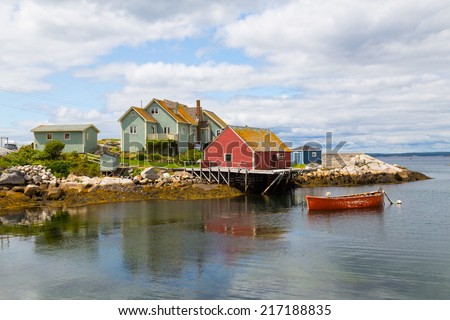 PEGGY\'S COVE, CANADA - 23RD AUGUST 2014: Buildings in Peggy\'s Cove during the day