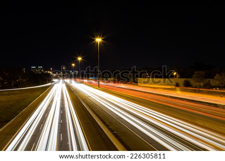 A view of Light trails on a highway