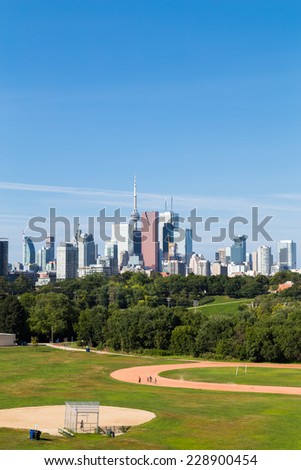 TORONTO, CANADA - 29TH SEPTEMBER 2014: A view of Toronto from the East during the day