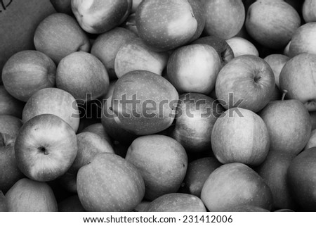 Closeup apples in black and white
