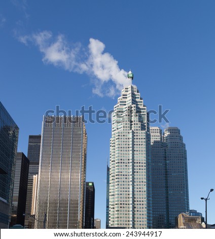 TORONTO, CANADA - 13TH JANUARY 2015: The TD bank Building and Royal Bank Plaza during the day. Other buildings downtown can also be seen.