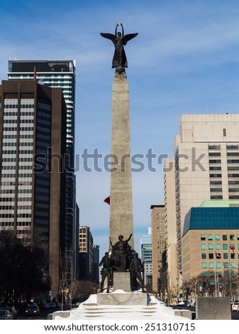 TORONTO, CANADA - 6TH FEBRUARY 2015: The South African War Memorial along University Avenue in downtown Toronto