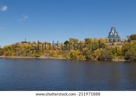 OTTAWA, CANADA - 12TH OCTOBER 2014: Buildings and trees in Ottawa along the river during the autumn