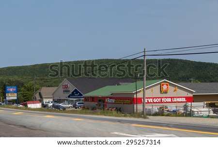 CAPE BRETON, CANADA - 4TH JULY 2015: A CO-OP and Home Building Centre store along a road in Cape Breton during the day