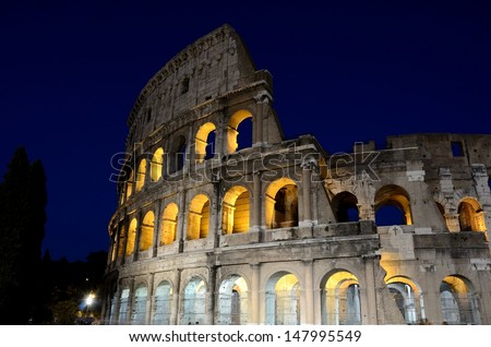 Photo of the Colosseum in Rome, one of the seven wonders of the world.