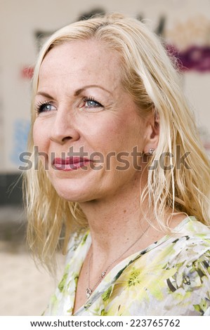 blond woman side view