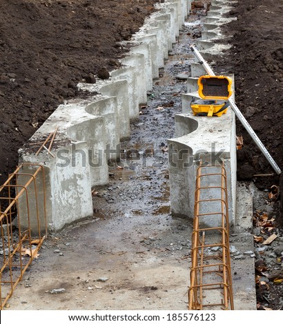 Pre form-work for pouring concrete foundations pipeline modern treatment facilities for industrial new commercial construction project