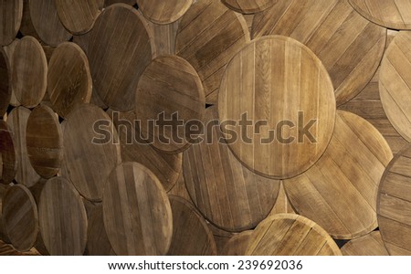 the bottom of the oak barrels in the form of the original wall background in perspective