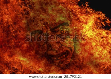 Burning abstract image of an angel of death, termination, Mephistopheles as a background illustration of scary stories and horror. devil