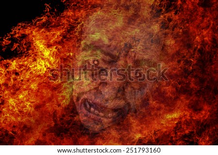 Burning abstract image of an angel of death, termination, Mephistopheles as a background illustration of scary stories and horror