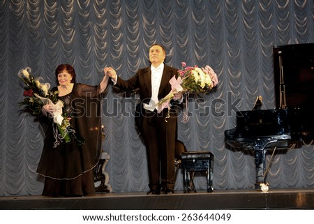 Odessa, Ukraine, May 1, 2010: Recital of the Georgian opera singer Paata Burchiladze with classical repertoire at the Odessa Opera House