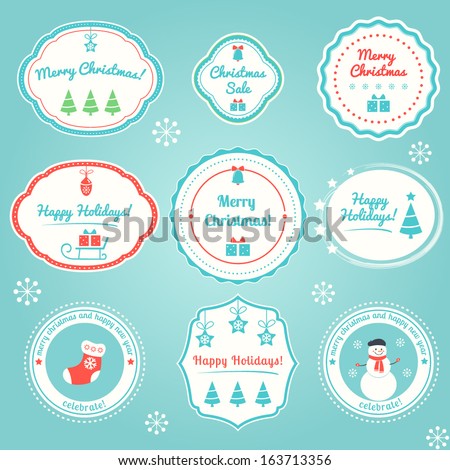 Christmas and Winter Holidays Labels Set