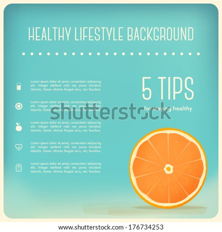 Healthy Eating and Lifestyle Background Orange Slice Healthy Eating and Lifestyle Background Orange Slice