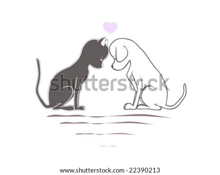 vector : Cat amp; Dog in love Cat In Love. vector : Cat amp; Dog in love