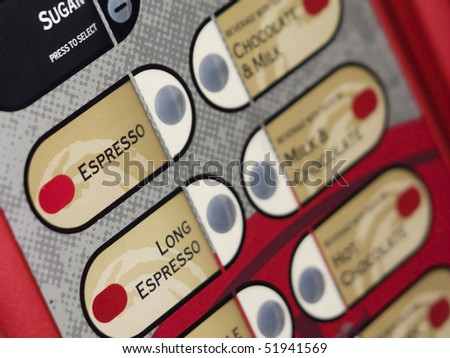 Coffee vending machine keypad with coffee names
