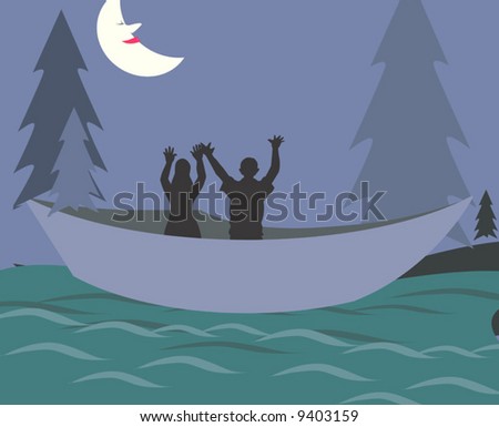 Download Silhouette Of Couple In A Boat Stock Vector Illustration ...