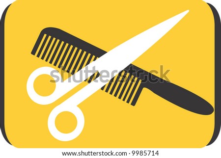 stock vector : a symbol of scissors and comb