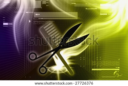 stock photo : Illustration of a symbol of scissors and comb