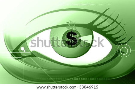 Dollar coin in Compact disc beautiful eye