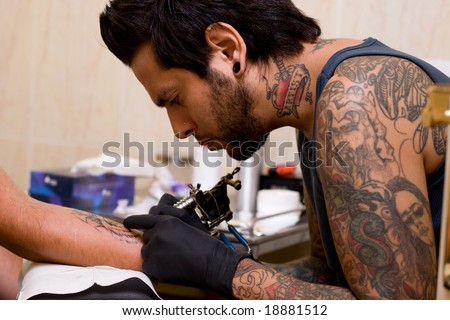 stock photo man with tattoo