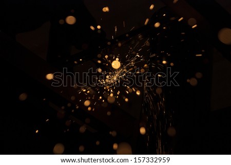 Sparks during cutting of metal