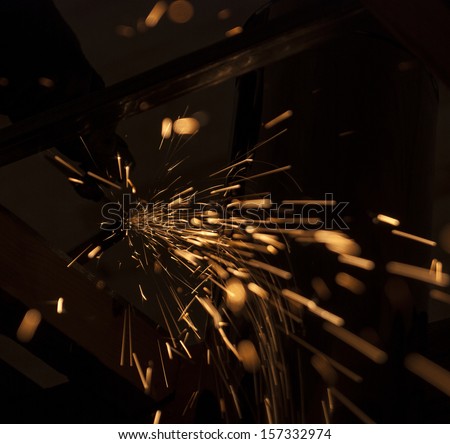 Sparks During Cutting Of Metal