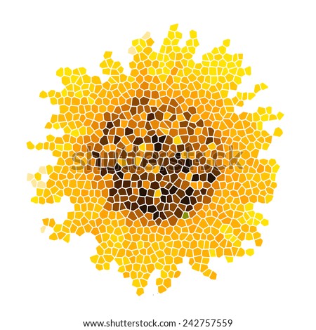 Vector mosaic background. Flower sunflower. Vector color ton dots.