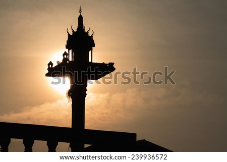 Silhouette of spirit house in Thailand, joss house