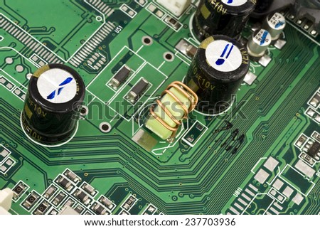 Close-up of an integrated circuit. / Computer part
