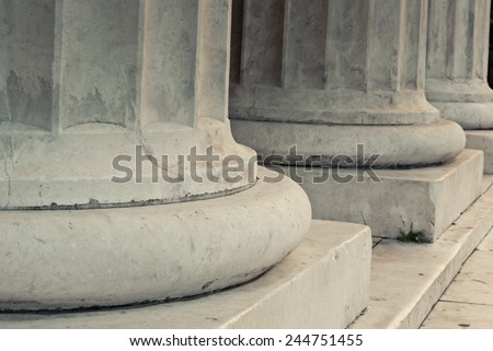 The base of white marble columns.