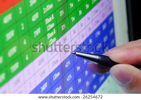 pen showing product-list on monitor