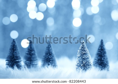 Christmas fir tree model on blurry background