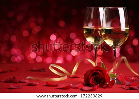 Celebration with wine and rose Celebration with wine and rose
