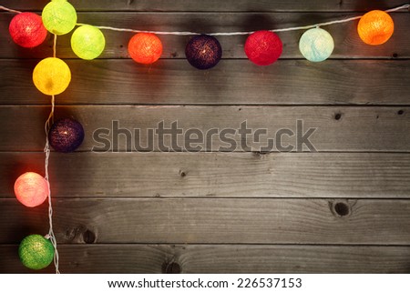 christmas light on wood background