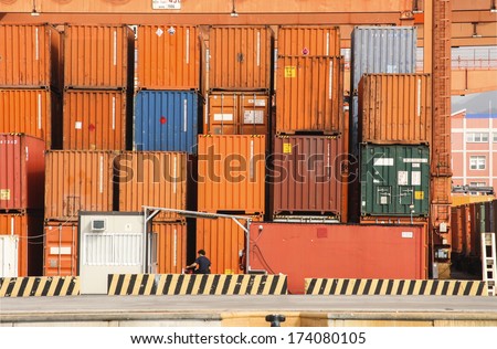 storage containers in the port of Genoa