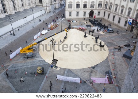 Milan (Italy) March 28 2011 - Piazza Duomo: installation work of art \