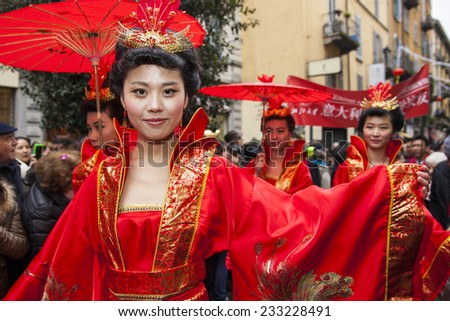 Milan, February 2, 2014 - The Chinese community celebrates the beginning of the year of the horse with the traditional parade. The event is followed by thousands of Milan.