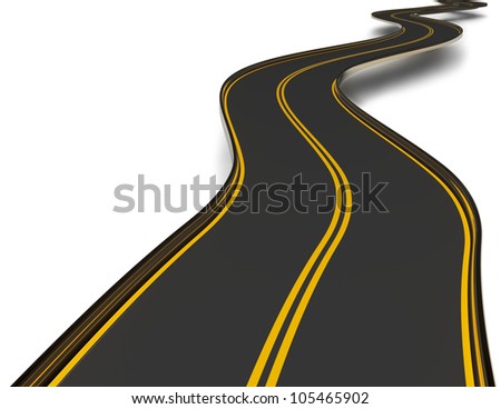A Winding Asphalt Road With Double Orange D