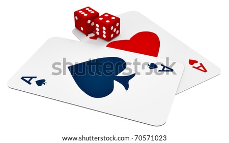 two ace cards and two dice in the casino