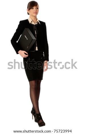 The office worker working in office and holding the document case in the hands