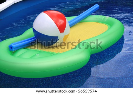 Water and pool with inflatable toys, floaty,beach ball
