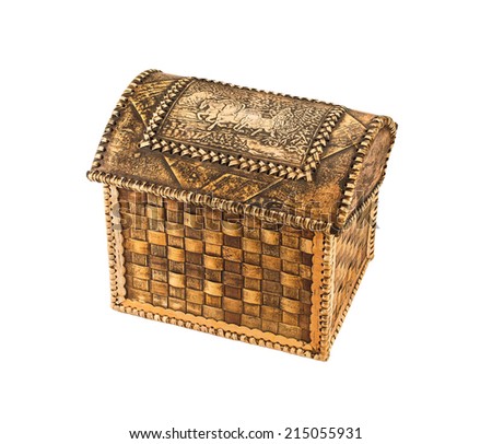 Souvenir birch bark box isolated on white