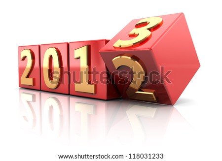 Red cubes with number of beginning new year Red cubes with number of beginning new year