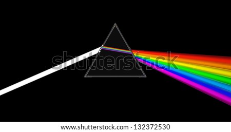 abstract 3d illustration of glass prism with light ray