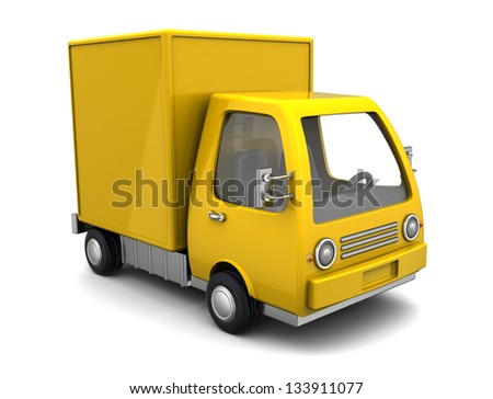 3D illustration of yellow delivery truck over white background 3D illustration of yellow delivery truck over white background