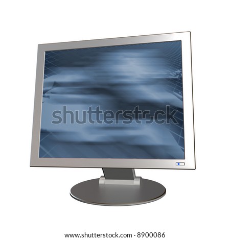 3d illustration of modern silver lcd monitor