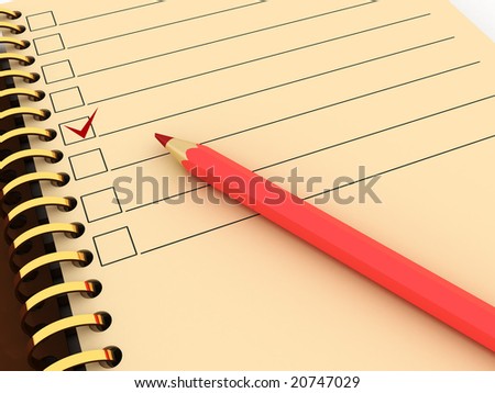 3d illustration of note-pad page with task-list